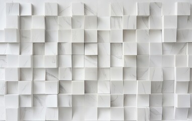 Poster - White cubic pattern,  stacked in a grid,  light gray veining