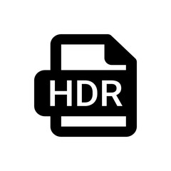 Poster - Illustration of a black file icon with the letters hdr in white indicating hdr file format and type icon