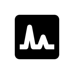 Poster - White waveform graph with two peaks on a black rounded square background with a flat baseline design