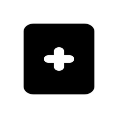 Poster - Black rounded rectangle containing a white plus sign centered within the shape for simple addition symbol