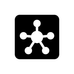 Poster - A white molecule structure with five branches on a black rounded square background is presented here