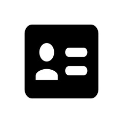 Poster - Black rounded rectangle with a white user icon and two white horizontal lines on the right side