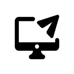 Poster - Computer screen with an arrow pointing upwards and to the right indicating an upload process icon vector 100