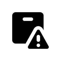Poster - black folder icon with rounded corners and a white exclamation point triangle indicating a problem e
