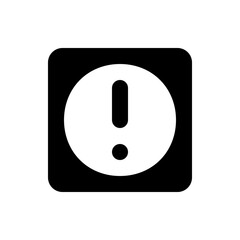 Poster - White exclamation point inside a white circle with a black square background and rounded corners icon symbol