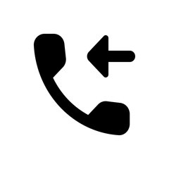 Poster - Black telephone receiver with an arrow pointing left indicating a missed call notification icon image
