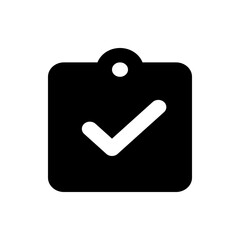 Poster - Black clipboard with rounded corners and a white checkmark indicating completion or approval on a white background