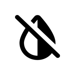 Poster - Illustration of a stylized leaf shape with a line diagonally crossing it indicating restriction or prohibition, black