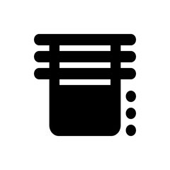 Poster - A black and white graphic of a container with three horizontal bars and three dots on the right side