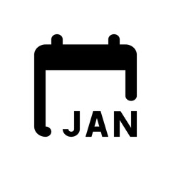 Poster - Black and white calendar icon displaying the month of january with simple and minimalist design elements used