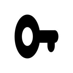 Poster - Illustration of a simple black key with a circular head and a short rectangular shaft on white background