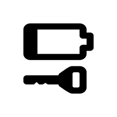 Poster - Illustration of a black car key below a black car remote on a white background in simple vector style