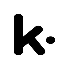 Poster - Illustration of a stylized letter k with rounded edges accompanied by a small solid circle to the right