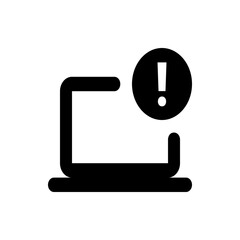 Poster - black and white icon showing a laptop with an exclamation mark inside a circle indicating a warning 