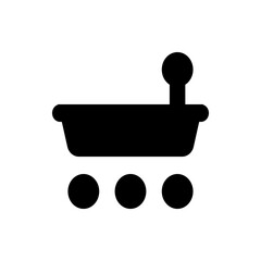 Poster - Illustration of a black shopping cart with three wheels and a handle on a white background view front