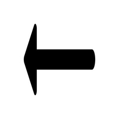 Poster - A black arrow pointing left with a rounded end on a white background in a simple vector graphic style
