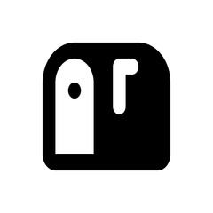 Poster - A black and white abstract rounded rectangle shape with a white element and a black circle inside it