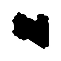 Poster - Black silhouette of libya country map with distinct borders and irregular shape against a white background