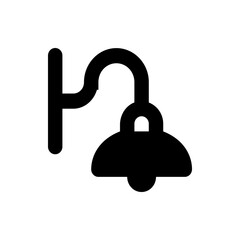 Poster - Illustration of a black wall mounted lamp with a curved arm and a dome shaped lampshade design element