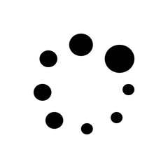 Poster - Circular arrangement of black circles with varying sizes on a white background creating a dynamic pattern