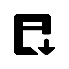 Poster - Black rectangular shape with an opening and a downward pointing arrow indicating download function symbol