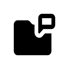 Poster - Illustration of a black folder icon with a white speech bubble attached to the upper right corner