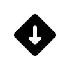 Poster - Black diamond shape containing a white arrow pointing downwards indicating direction or navigation symbol 100