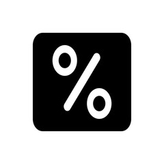 Poster - Illustration of a percentage sign in white on a black rounded square representing a discount or sale offer