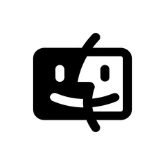Poster - Black and white icon depicting two faces split in half within a rounded rectangle shape design element