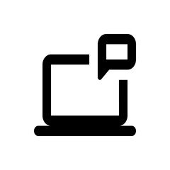 Poster - laptop with a speech bubble icon representing communication and technology on a white background vie