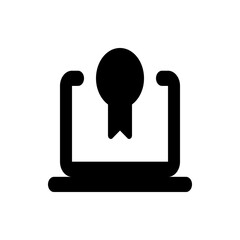 Poster - Illustration of a black award badge above a simple black box shape with rounded corners and a flat base