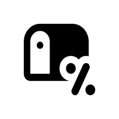 Poster - Black and white illustration of a tag with a dot and a percentage sign with a dot next to it symbol
