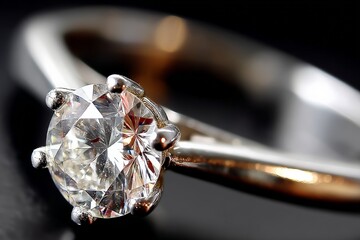 Aufkleber - Stunning diamond engagement ring with a unique setting and brilliant sparkle in close-up view