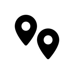 Poster - Two black location pin icons with circular cutouts indicating position on a white background display 100