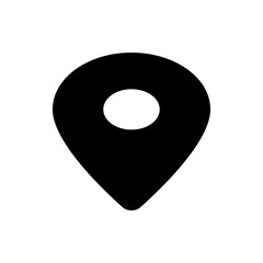 Poster - A simple black location pin icon with a circular cutout, representing a marker on a map or a specific point
