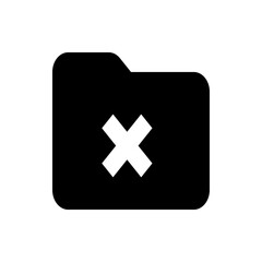 Poster - black folder icon with a white cross symbol indicating deletion or removal of files and information