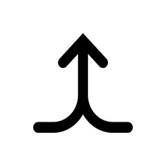 Poster - Black arrow pointing upwards with a split base on a white background in a simple graphic style