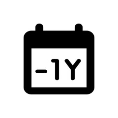 Poster - Black calendar icon showing minus one year indicating a time period or scheduling related to a year ago