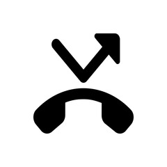 Poster - Black phone receiver icon with an arrow pointing diagonally up and right indicating call deflection icon