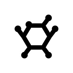 Poster - Geometric design featuring a central hexagon with branching lines ending in circles on a white background