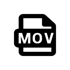 Poster - Illustration of a black file icon with the letters mov in white indicating a movie file format type