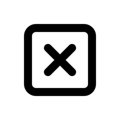 Poster - Black x mark inside a rounded square shape representing a negative choice or cancellation symbol icon design