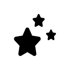 Poster - Three black stars of varying sizes scattered on a white background in simple graphic representation style