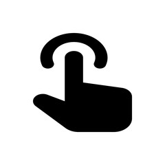 Poster - Illustration of a black hand with a finger touching a circular element above it on a white background
