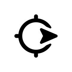 Poster - Black circular target with three rounded points and an arrow pointing to the right inside it icon