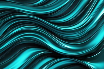 Poster - Teal, flowing, abstract waves.  A dynamic design with teal and black, liquid-like forms, creating a sense of movement