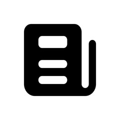 Poster - Black and white illustration of a document with rounded corners and three horizontal lines on it and a curl