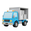 © pippadigs - A cute, cartoonish blue delivery truck carrying several boxes. Ready for delivery! 3d rendering isolated on white background. Cartoon plastic style