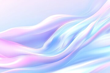 Poster - Abstract pastel flowing ribbons. Soft, smooth curves in light pink, light blue, and white. Delicate, fluid forms create a dreamy, ethereal effect