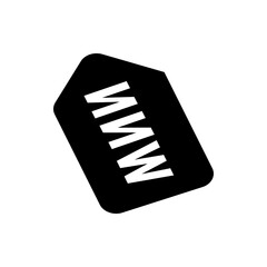 Poster - Black tag rotated with three white w letters stacked diagonally on top of each other in the center